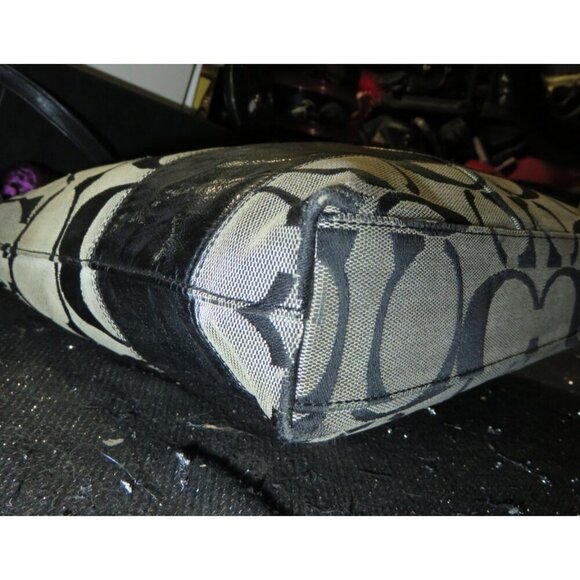 Coach 2008 Cursive Creed Limited Edition Signature Stripe Canvas & Leather Tote - Picture 7 of 11